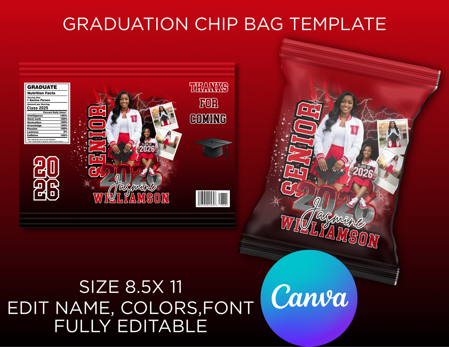 Graduation Chip Bag Template