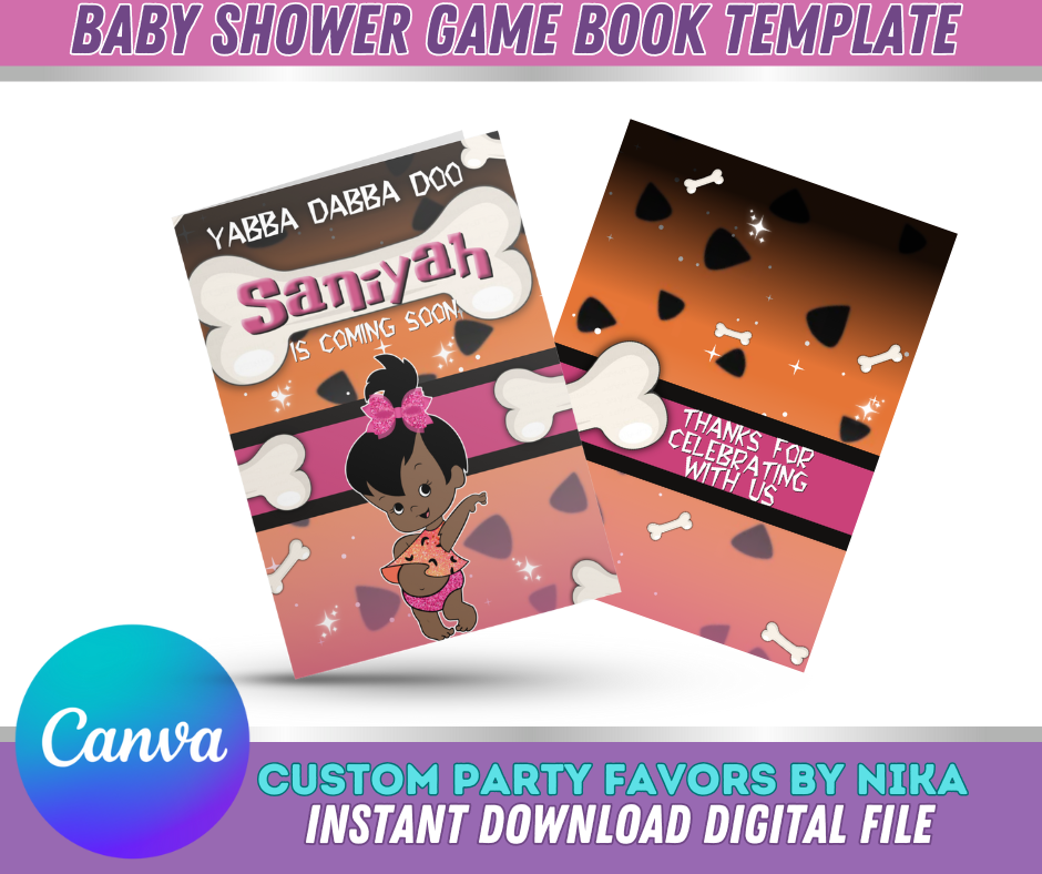 BABY PEBBLES THEME Game Book Template  (INSTANT DOWNLOAD)