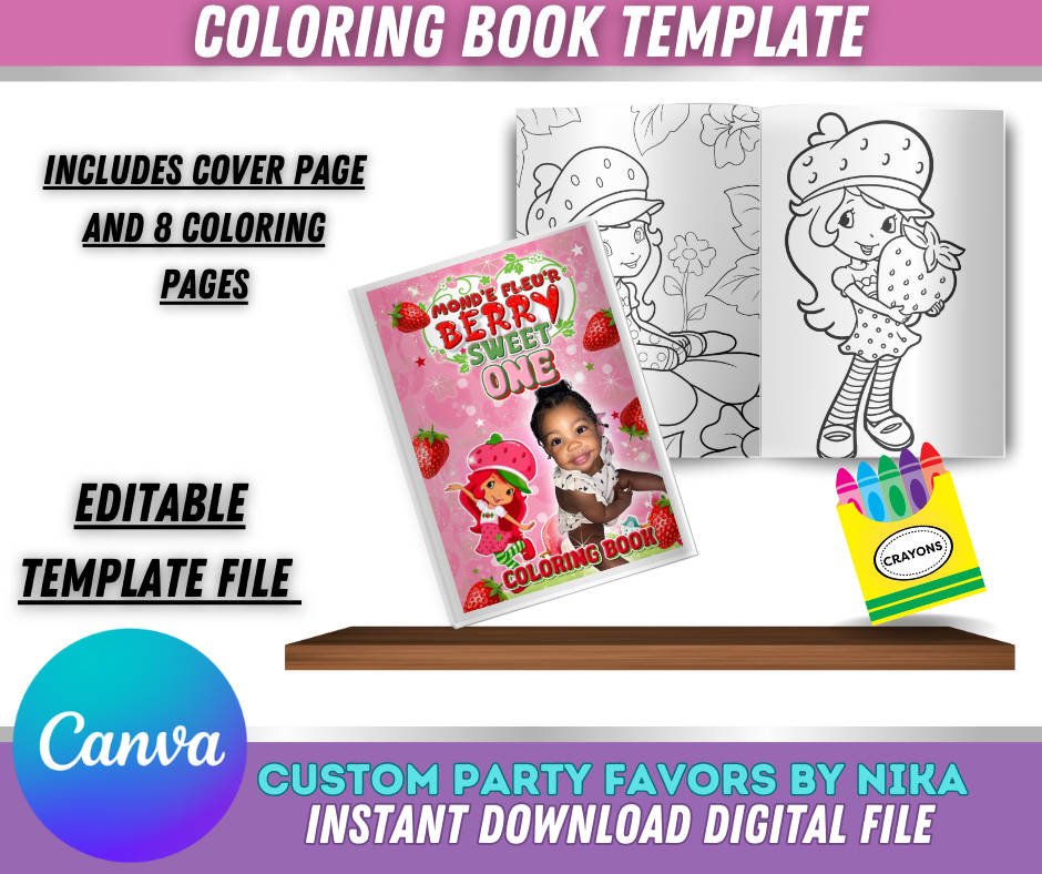 STRAWBERRY COLORING BOOK TEMPLATE