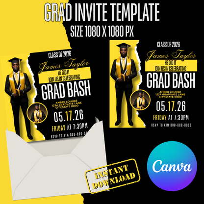 Grad Invitation Template Instant Download