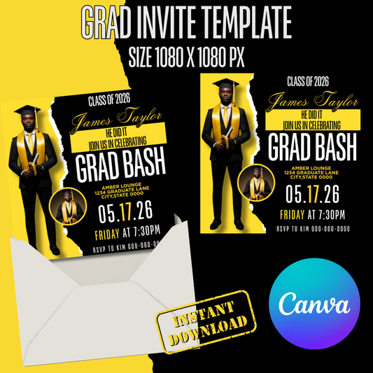 Grad Invitation Template Instant Download