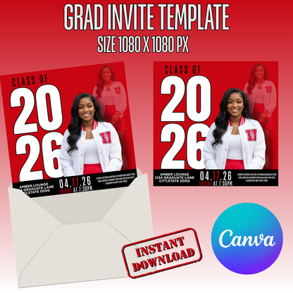 Grad Invitation Template Instant Download