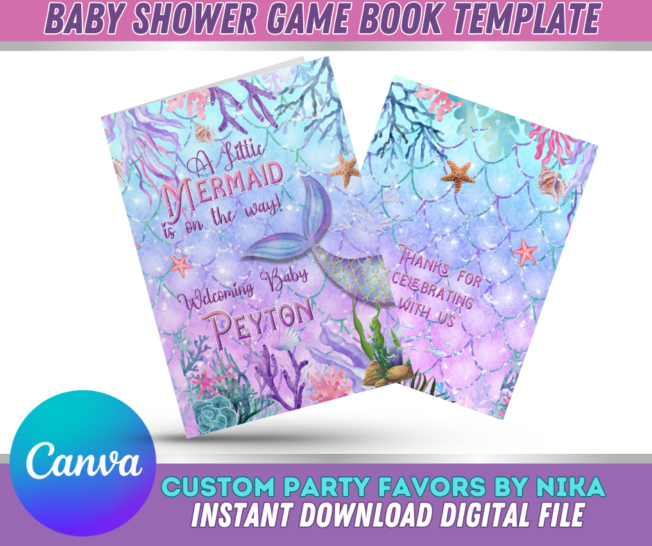 MERMAIDS THEME Game Book Template  (INSTANT DOWNLOAD)