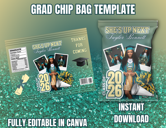 Grad Chip Bag Template Instant Download