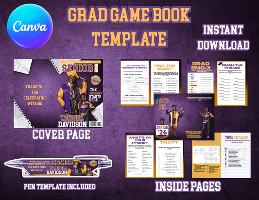 Grad Game Book Template Digital Download