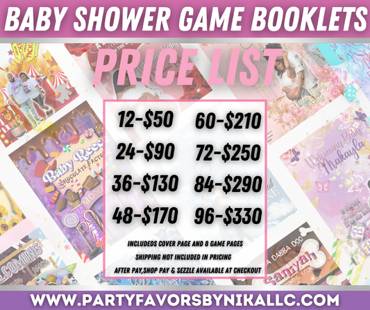 Baby Shower Game Booklets