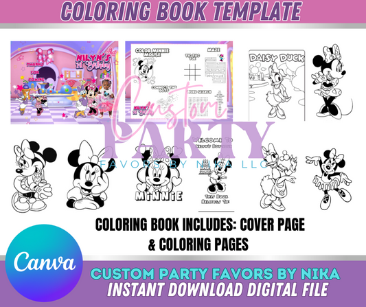 MINNIE MOUSE COLORING BOOK TEMPLATE